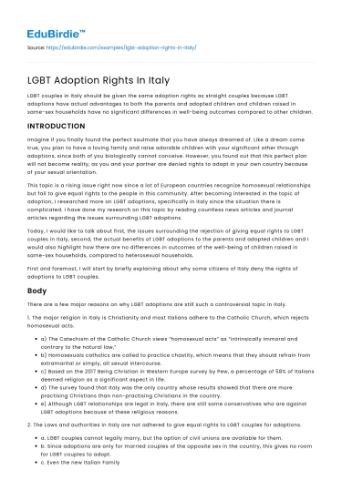 LGBT Adoption Rights In Italy