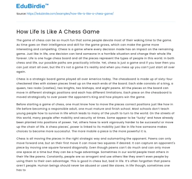 How Life Is Like A Chess Game