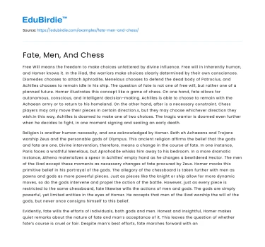 Fate, Men, And Chess