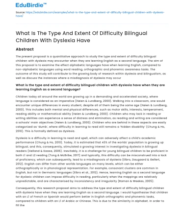 Difficulty bilingual children with dyslexia face