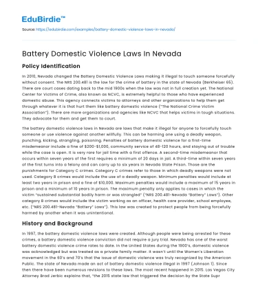 Battery Domestic Violence Laws In Nevada