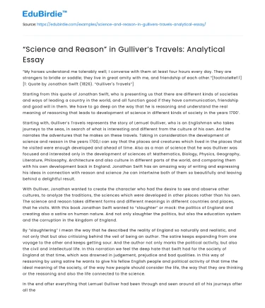 “Science and Reason” in Gulliver’s Travels: Analytical Essay
