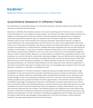 Quantitative Research In Different Fields