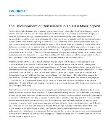 The Development of Conscience in To Kill a Mockingbird