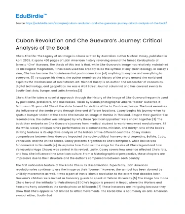 Cuban Revolution and Che Guevara’s Journey: Critical Analysis of the Book