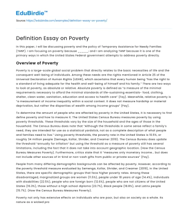 Definition Essay on Poverty