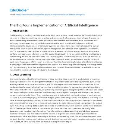 The Big Four’s Implementation of Artificial Intelligence