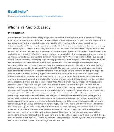 iPhone Vs Android: Essay