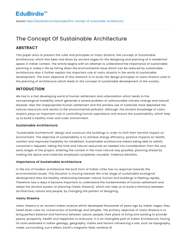 The Concept Of Sustainable Architecture
