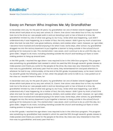 Essay on Person Who Inspires Me: My Grandfather