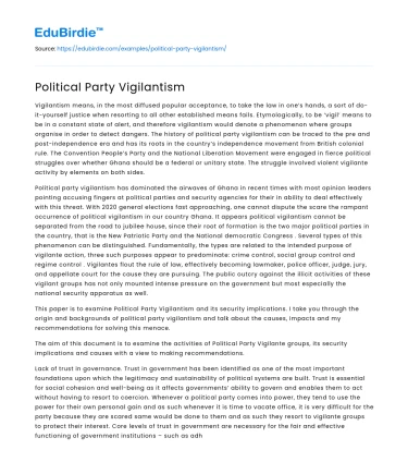 Political Party Vigilantism