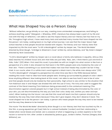 What Has Shaped You as a Person: Essay