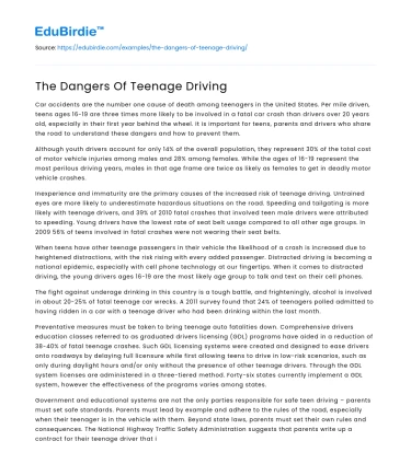 The Dangers Of Teenage Driving