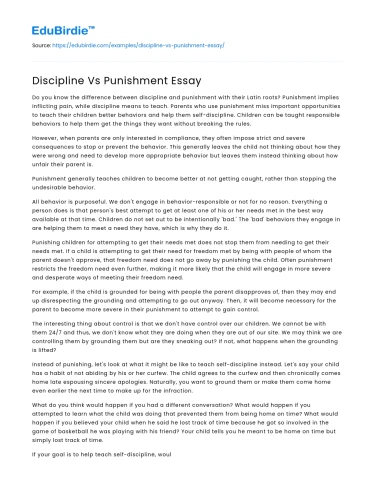 Discipline Vs Punishment Essay