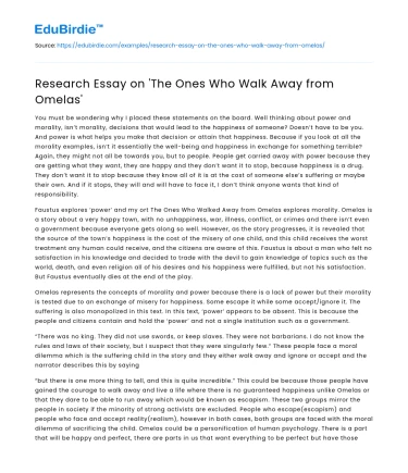 The Moral Dilemmas in Omelas