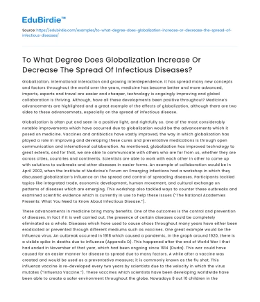 Impact of Globalization on Infectious Disease Spread