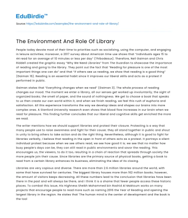 The Environment And Role Of Library