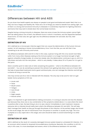 Differences between HIV and AIDS