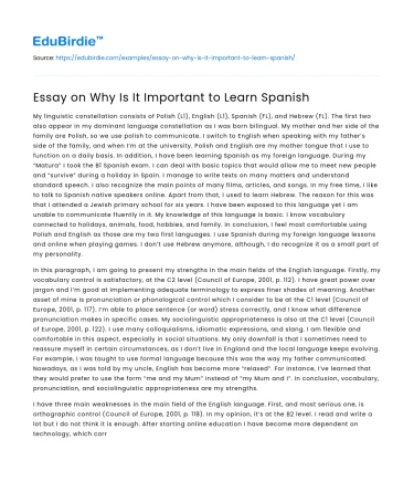 Essay on Why Is It Important to Learn Spanish