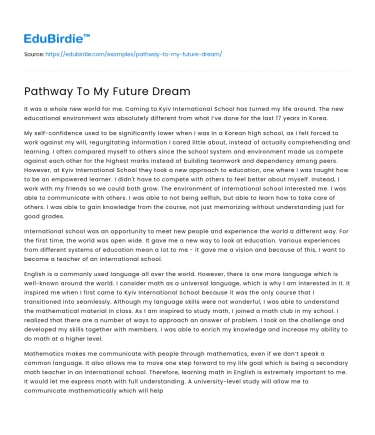 Pathway To My Future Dream