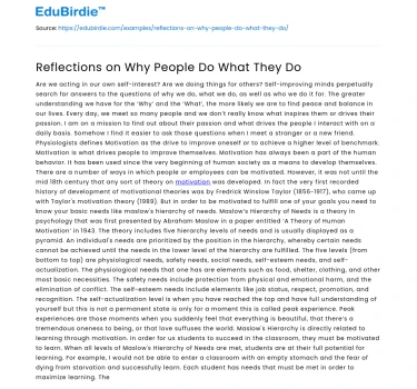 Why People Do What They Do