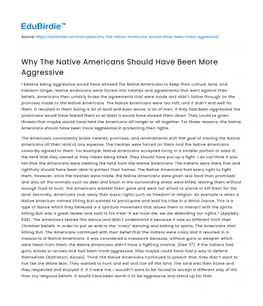 Why The Native Americans Should Have Been More Aggressive