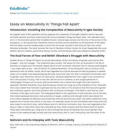 Essay on Masculinity in ‘Things Fall Apart’