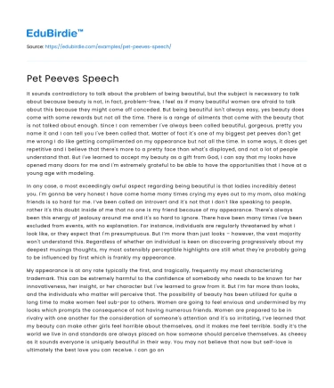 Pet Peeves Speech