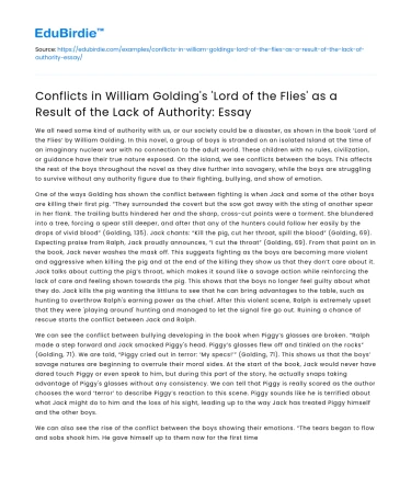 Conflicts in ‘Lord of the Flies’ Due to Lack of Authority