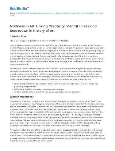 Madness in Art: Creativity and Mental Illness in History