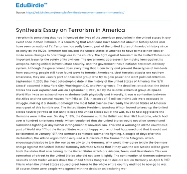 Synthesis of Terrorism Impact in the U.S.