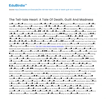 The Tell-tale Heart: A Tale Of Death, Guilt And Madness
