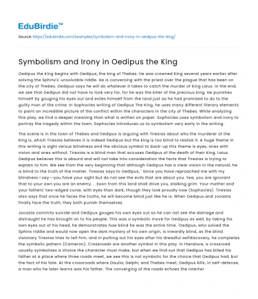 Symbolism and Irony in Oedipus the King