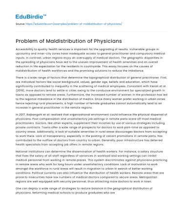 Problem of Maldistribution of Physicians