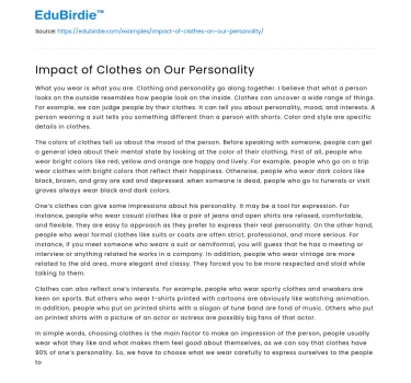 Impact of Clothes on Our Personality