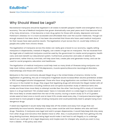 Why Should Weed be Legal