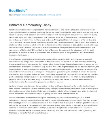 Beloved’ Community Essay