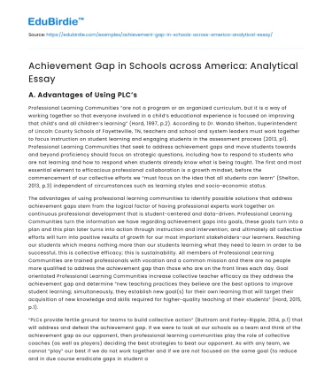 Achievement Gap in Schools across America: Analytical Essay