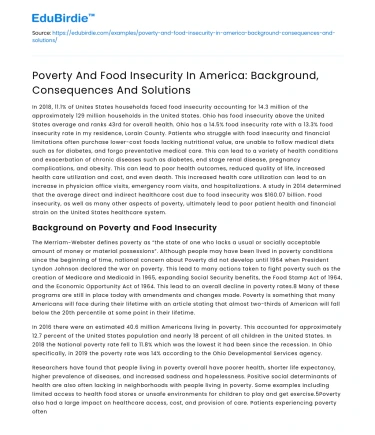 Poverty and Food Insecurity in America: Causes and Solutions