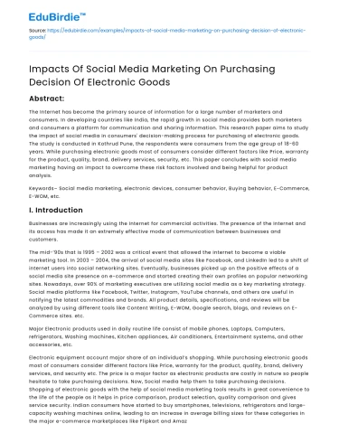 Social Media Marketing’s Impact on Electronics Purchases