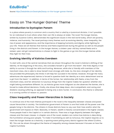 Essay on ‘The Hunger Games’ Theme