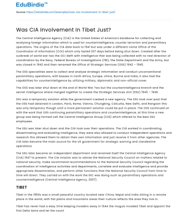 The CIA’s Role in Tibet