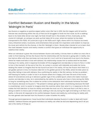 Conflict Between Illusion and Reality in the Movie ‘Midnight in Paris’
