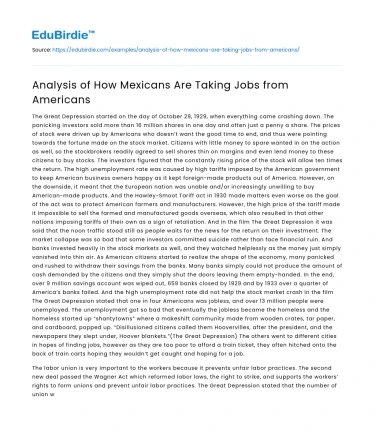 Mexican Influence on U.S. Employment