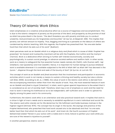 Theory Of Islamic Work Ethics