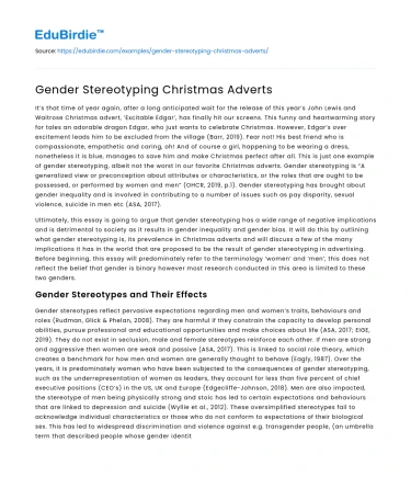 Gender Stereotyping Christmas Adverts