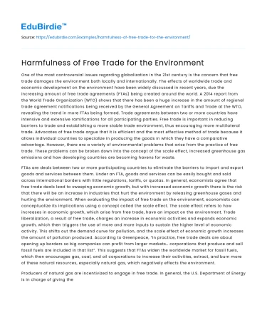 Harmfulness of Free Trade for the Environment