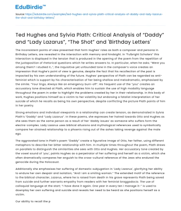 Critical analysis of Ted Hughes and Sylvia Plath’s poetry