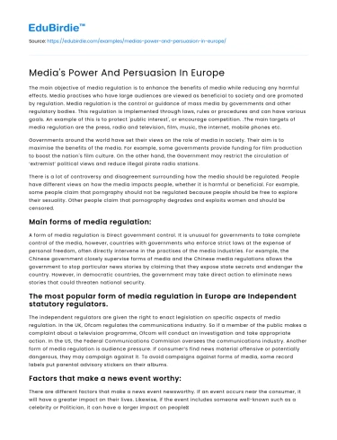Media’s Power And Persuasion In Europe