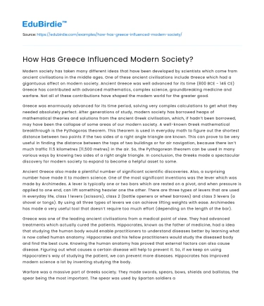 How Has Greece Influenced Modern Society?